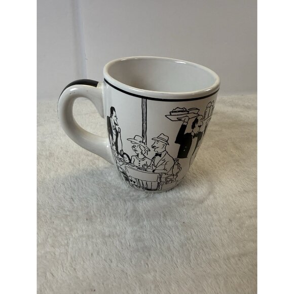 RARE! EPOCH Le Restaurant Dining Room Scene Coffee Mug Black White XLarge - Picture 2 of 10